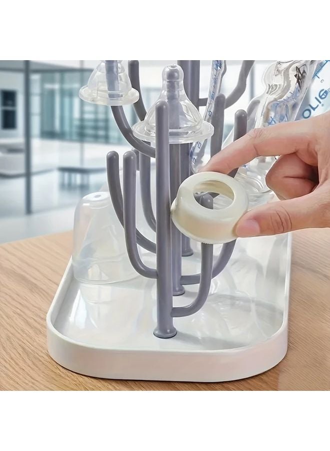 White Drying Rack Adjustable Vertical Bottle Cup Organizer Space Saving Storage - Image 3